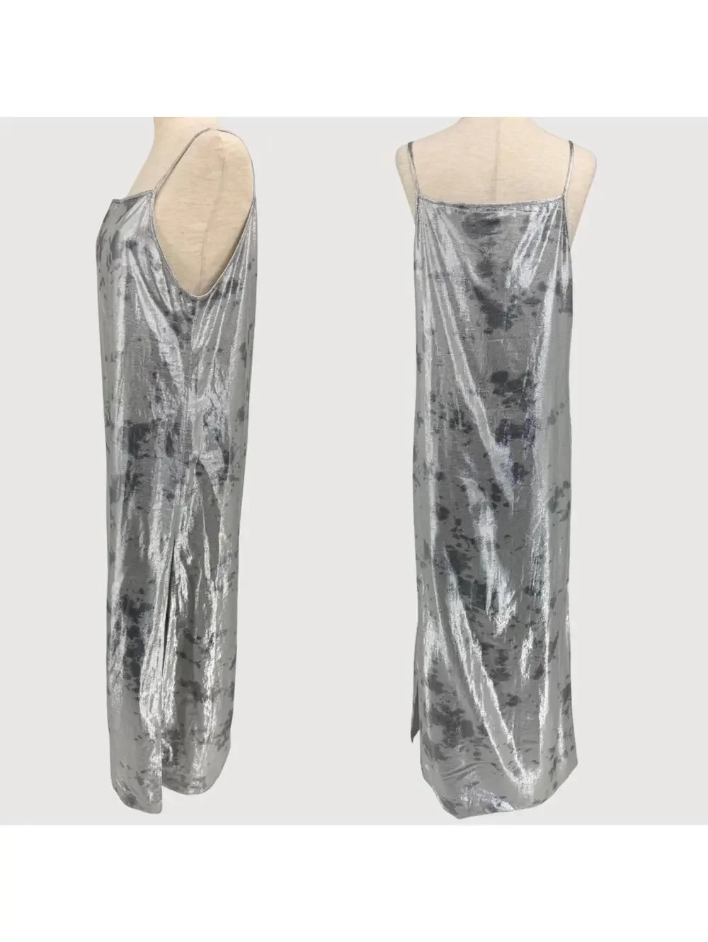 Norblack Norwhite Metallic Slip Dress Silver M - Picture 3 of 9